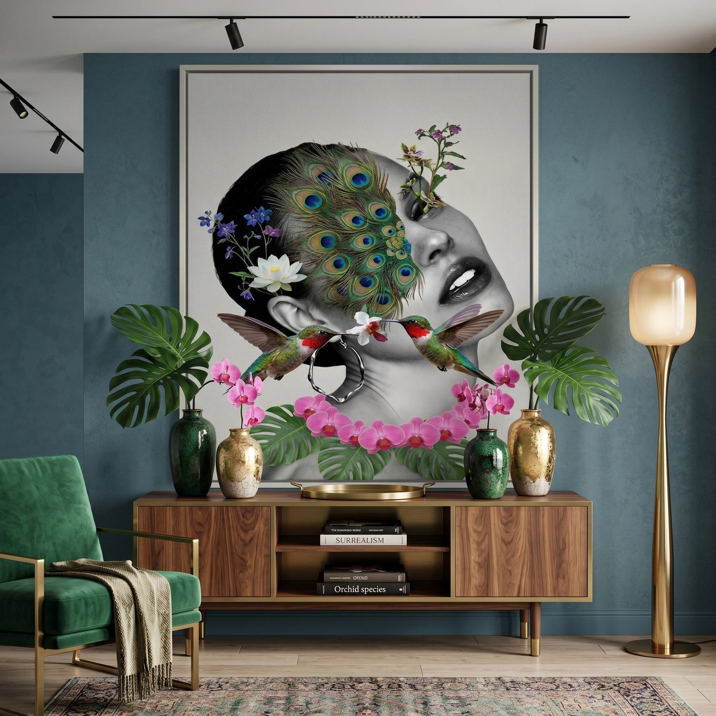 2Peacock Mask Woman - Canvas