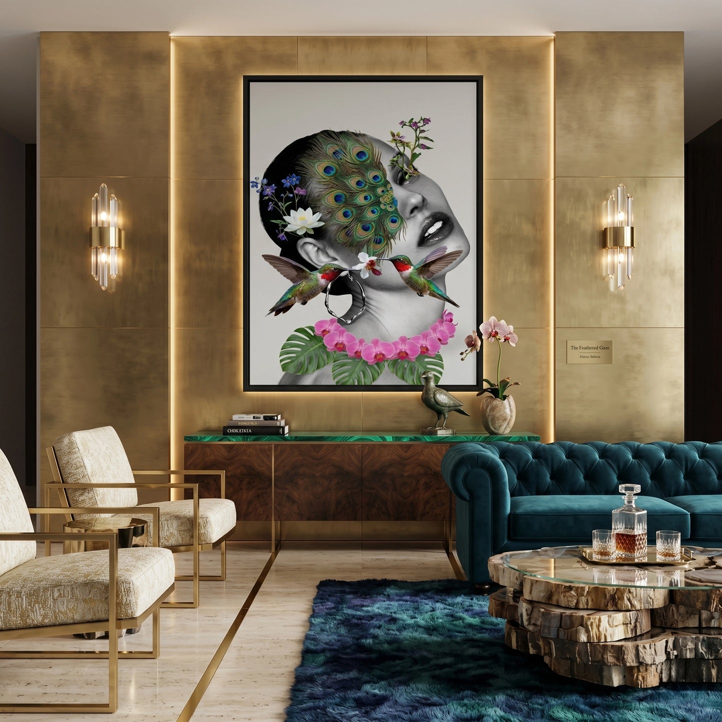 2Peacock Mask Woman - Canvas