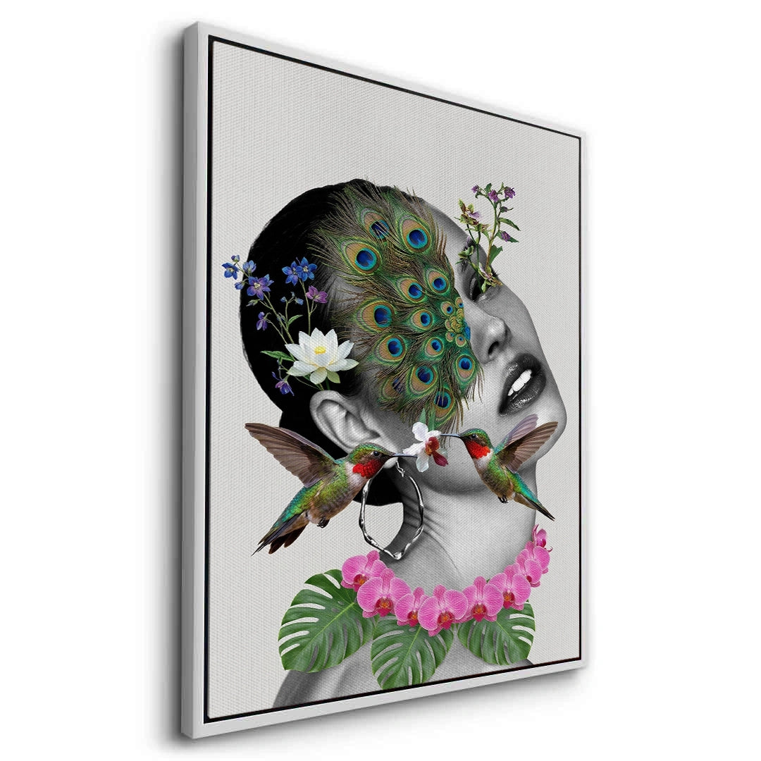 2Peacock Mask Woman - Canvas