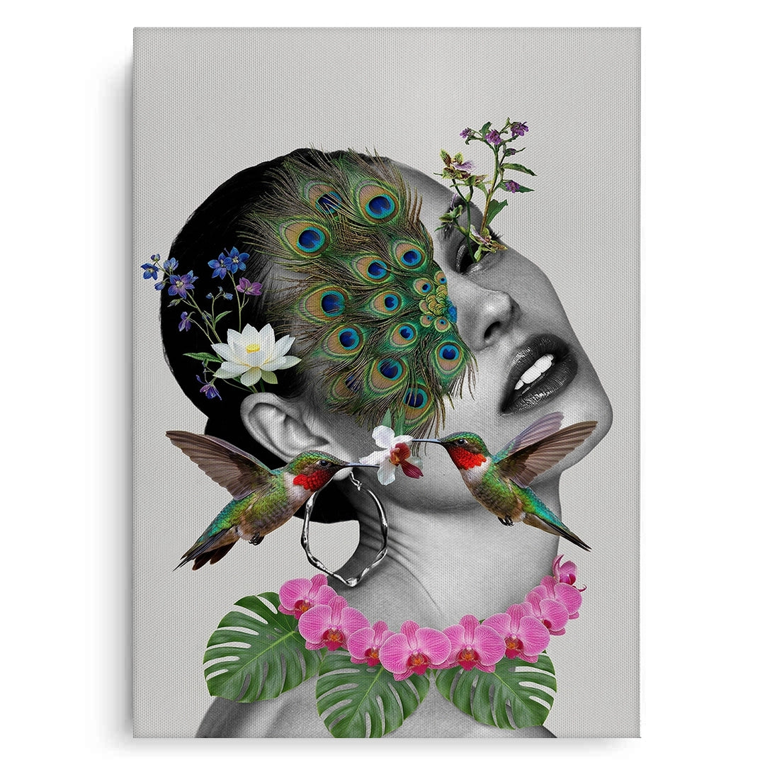 2Peacock Mask Woman - Canvas