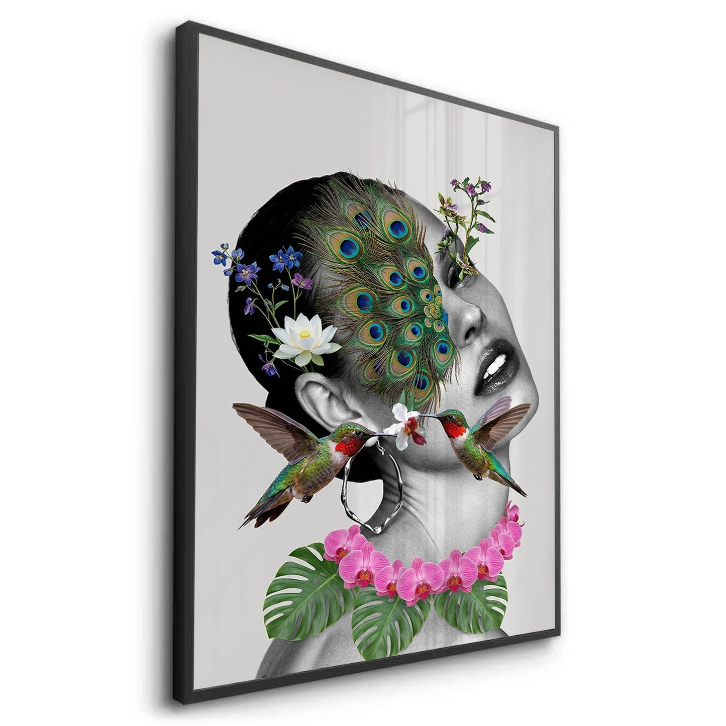 2Peacock Mask Woman - Fine Art