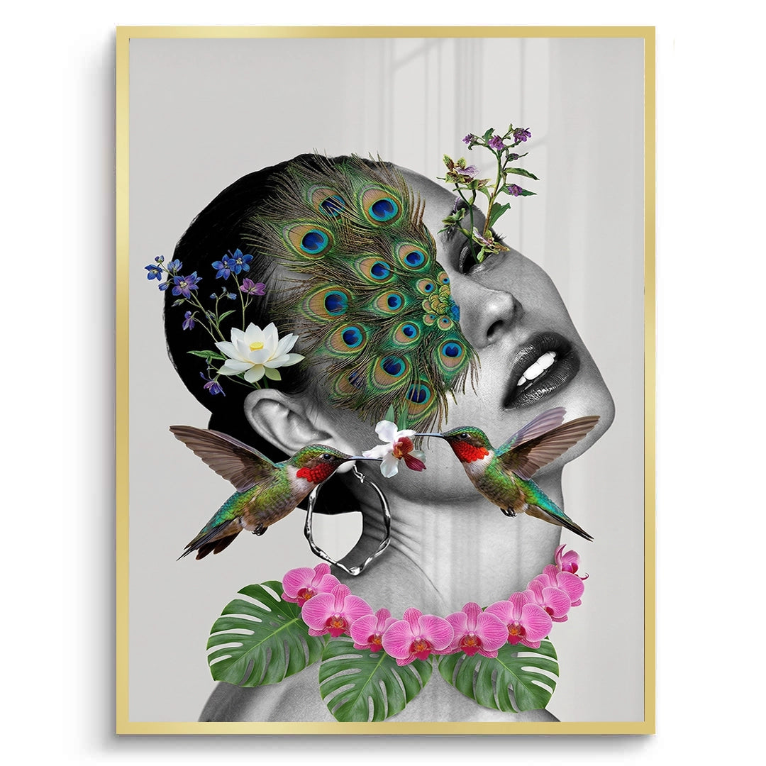 2Peacock Mask Woman - Fine Art