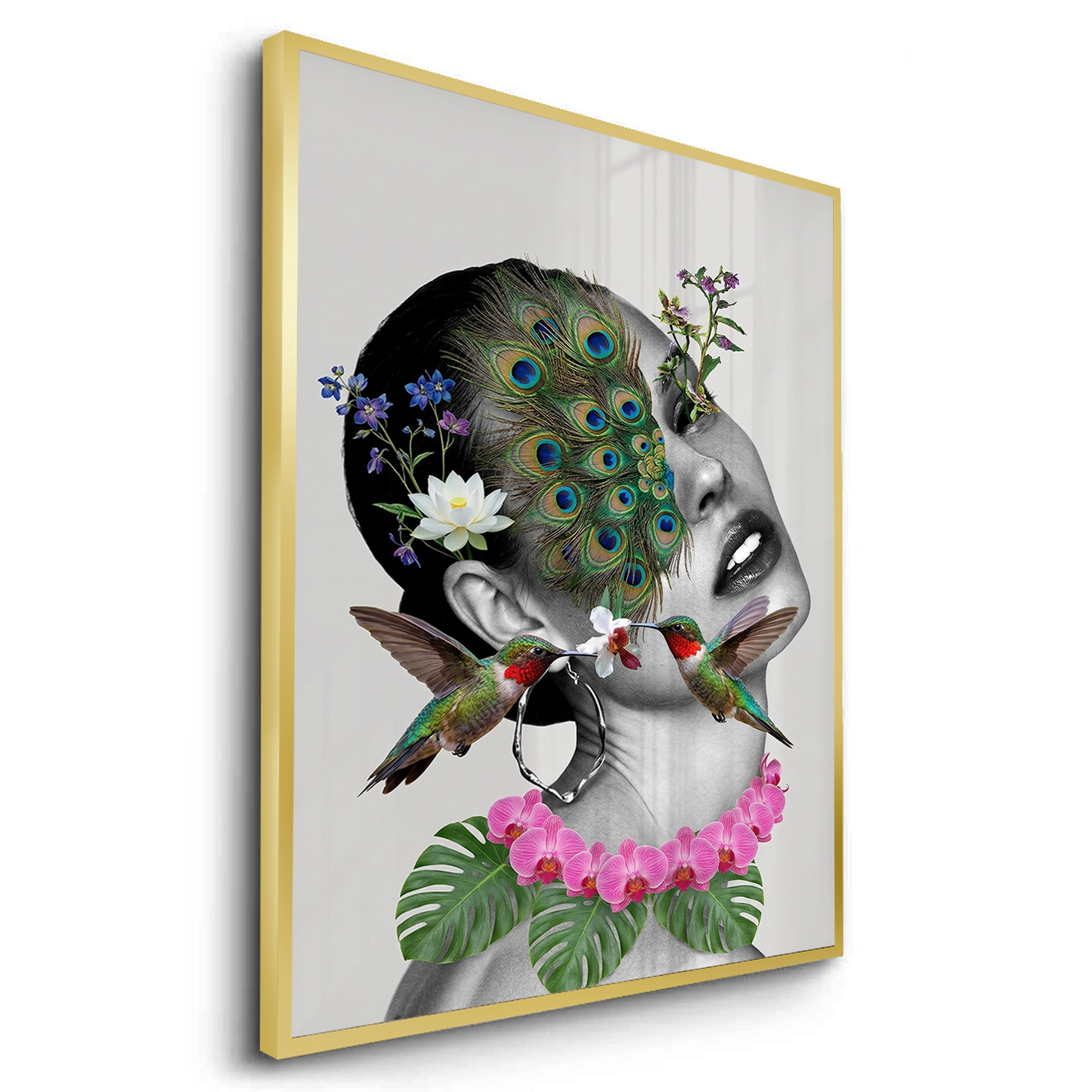 2Peacock Mask Woman - Fine Art