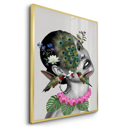 Peacock Mask Woman - Fine Art