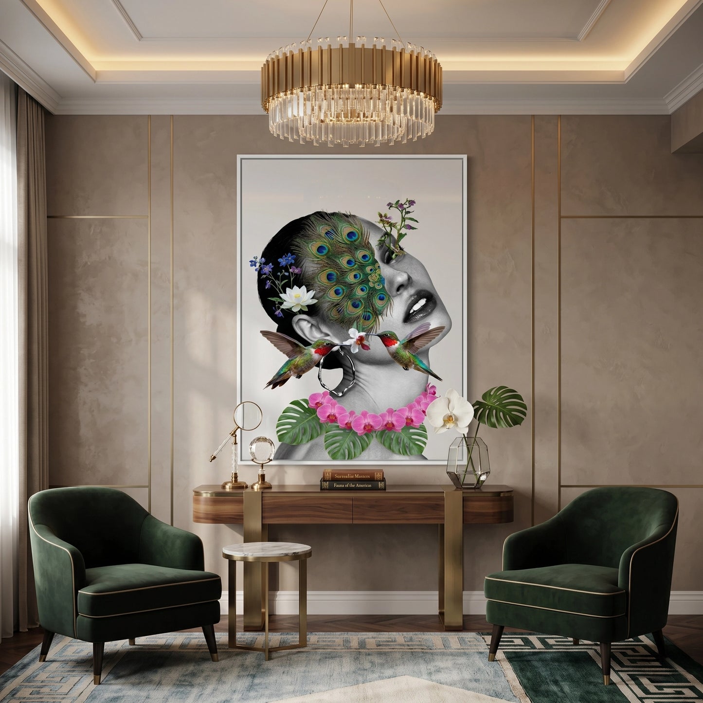 2Peacock Mask Woman - Fine Art