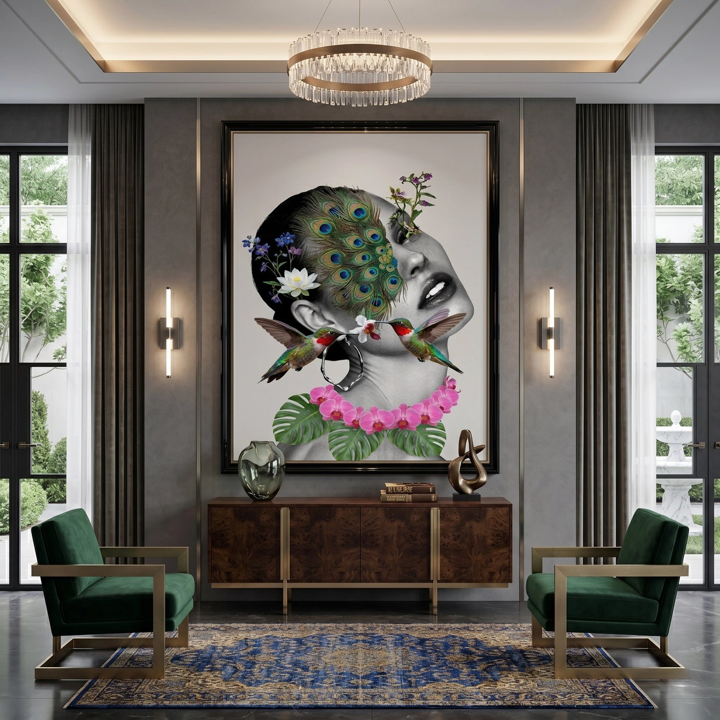 2Peacock Mask Woman - Fine Art