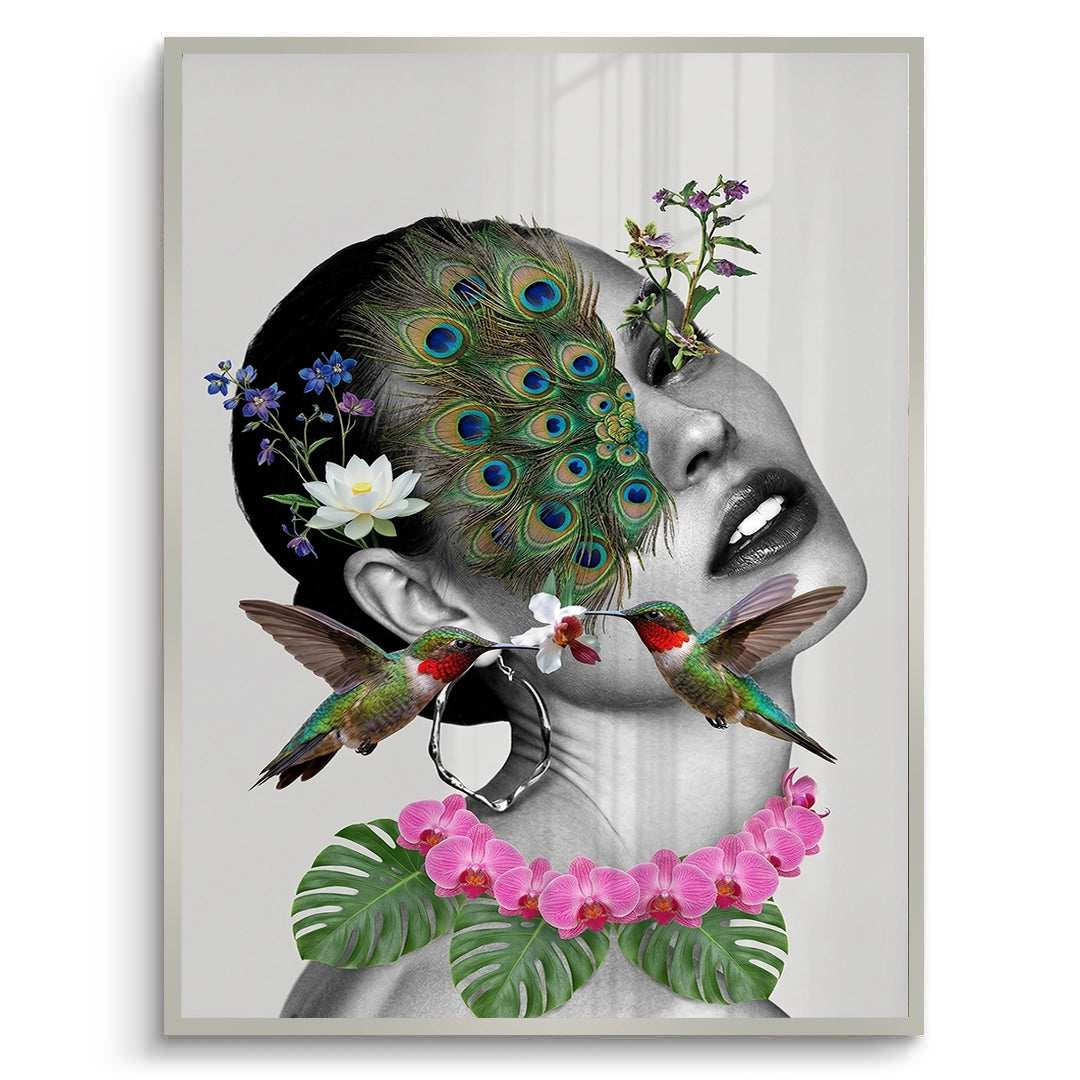 2Peacock Mask Woman - Fine Art