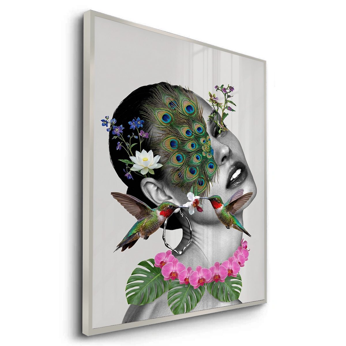 Peacock Mask Woman - Fine Art