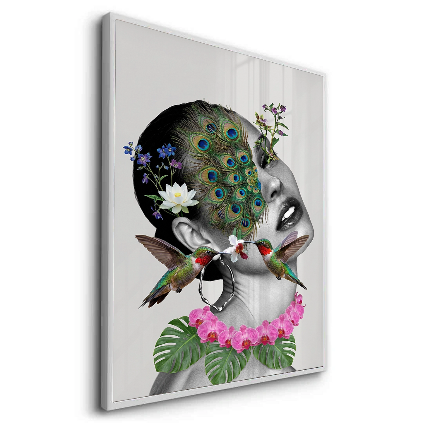 2Peacock Mask Woman - Fine Art
