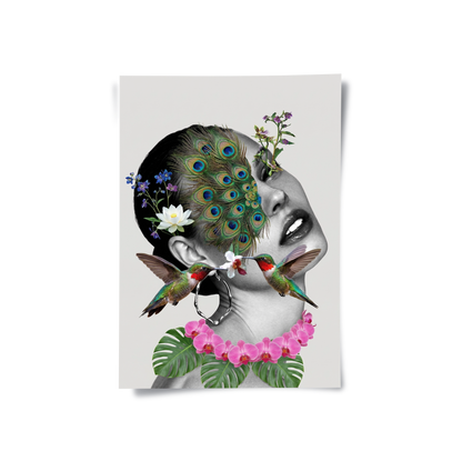 Peacock Mask Woman - Poster