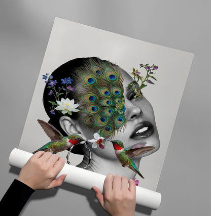Peacock Mask Woman - Poster