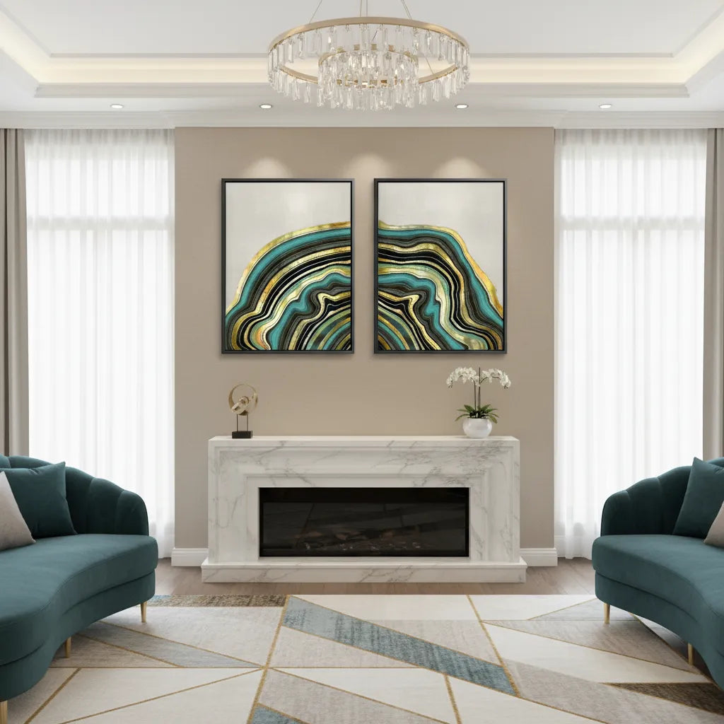 Peacock Vein Set of 2 - Canvas - Jasmineart.ae