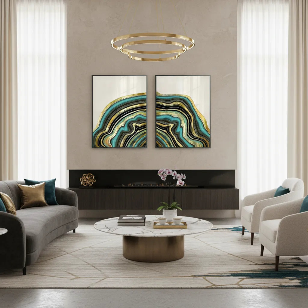 Peacock Vein Set of 2 - Fine Art - Jasmineart.ae