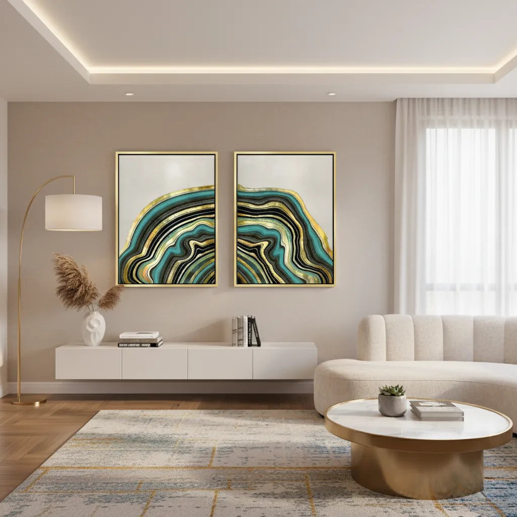 Peacock Vein Set of 2 - Canvas - Jasmineart.ae