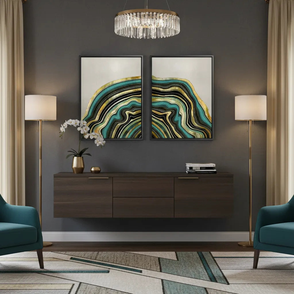 Peacock Vein Set of 2 - Canvas - Jasmineart.ae