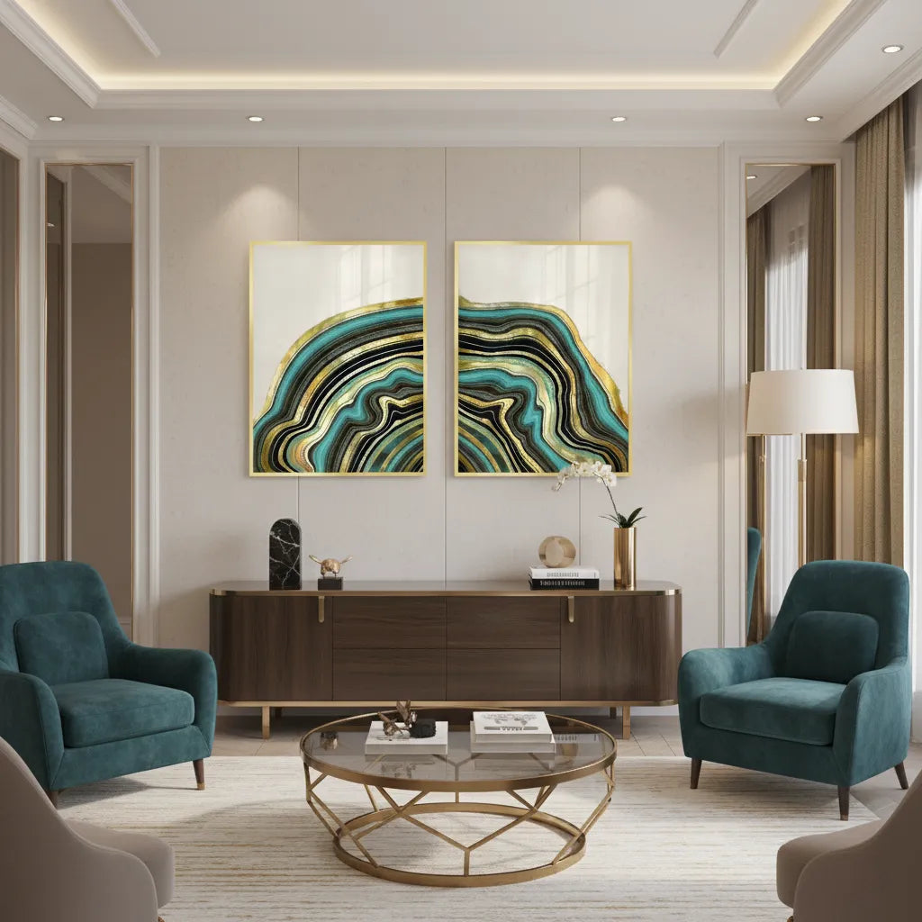 Peacock Vein Set of 2 - Fine Art - Jasmineart.ae