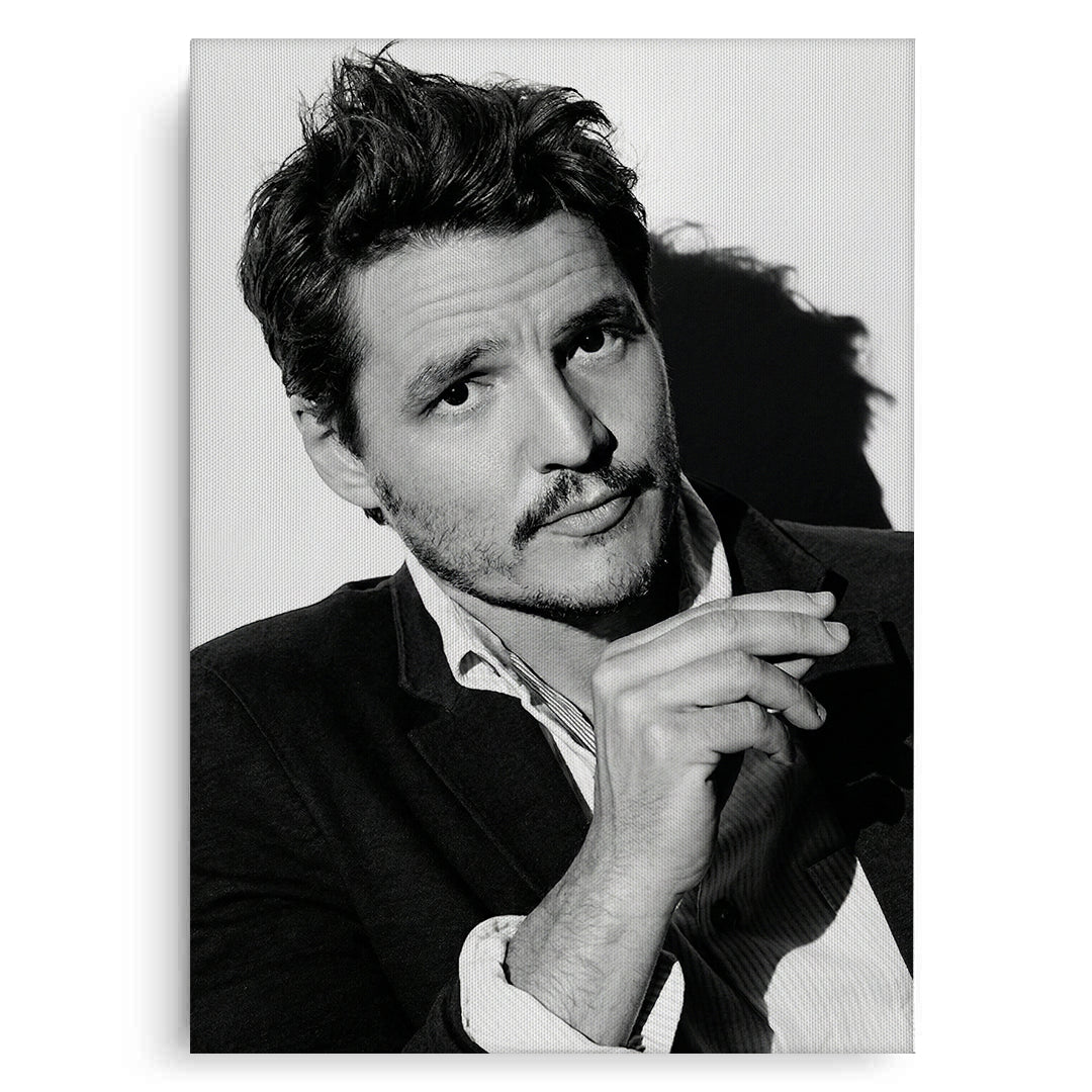 2Pedro Pascal Black and White Cinematic Portrait - Canvas