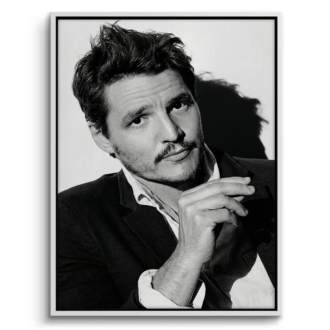 2Pedro Pascal Black and White Cinematic Portrait - Canvas