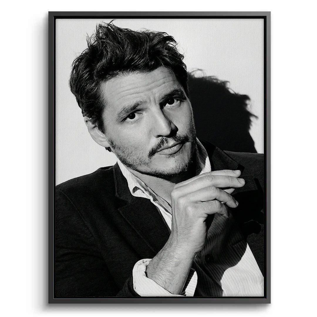 2Pedro Pascal Black and White Cinematic Portrait - Canvas