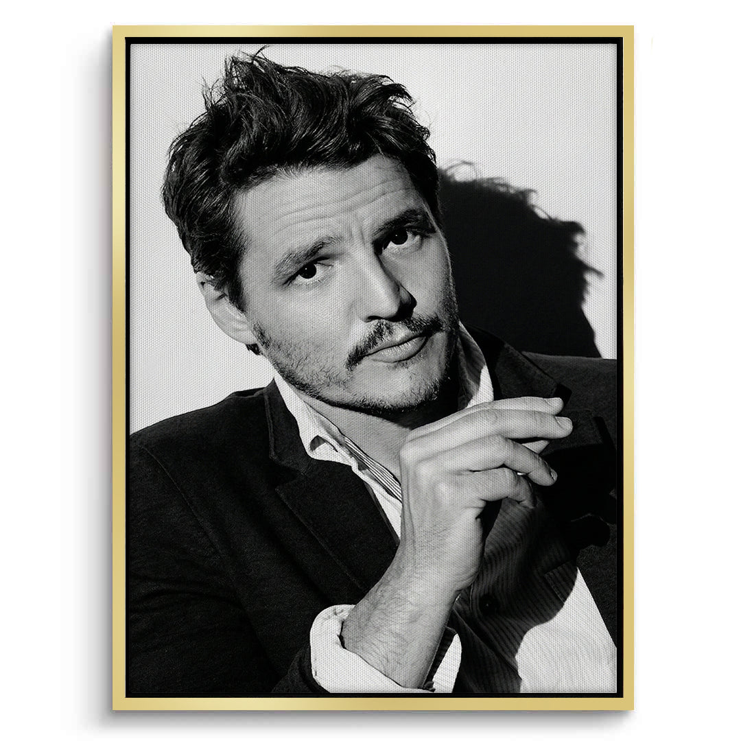 2Pedro Pascal Black and White Cinematic Portrait - Canvas