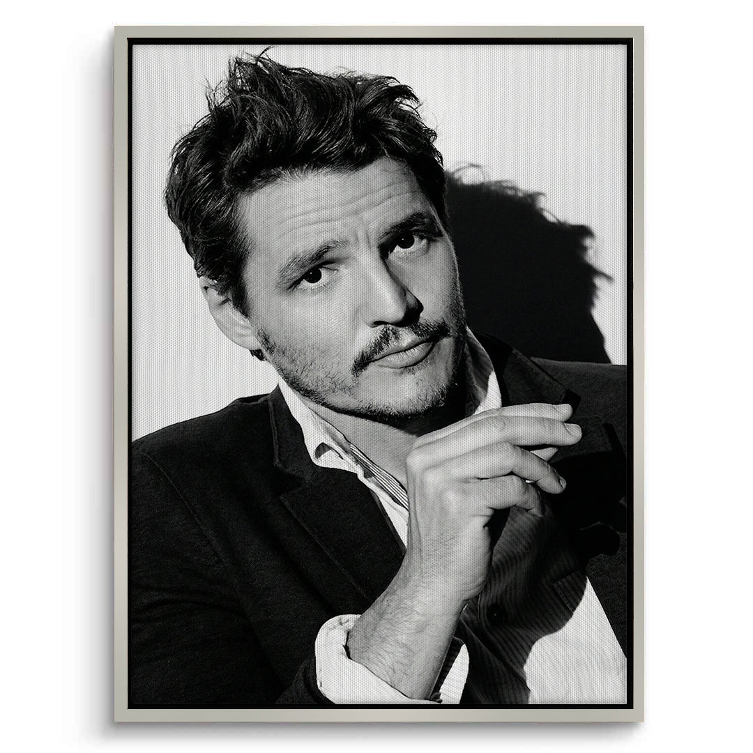 2Pedro Pascal Black and White Cinematic Portrait - Canvas