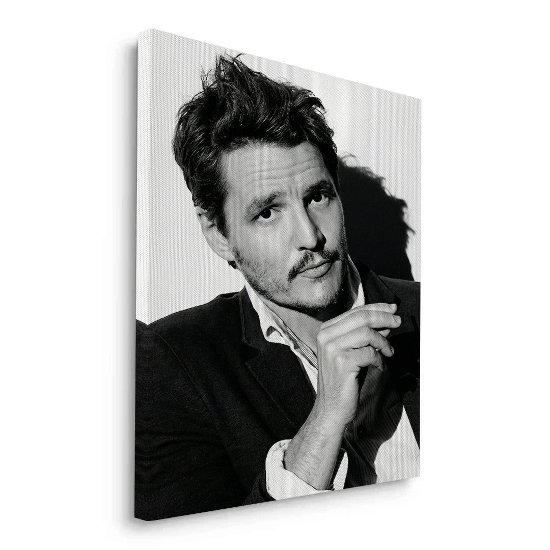 2Pedro Pascal Black and White Cinematic Portrait - Canvas