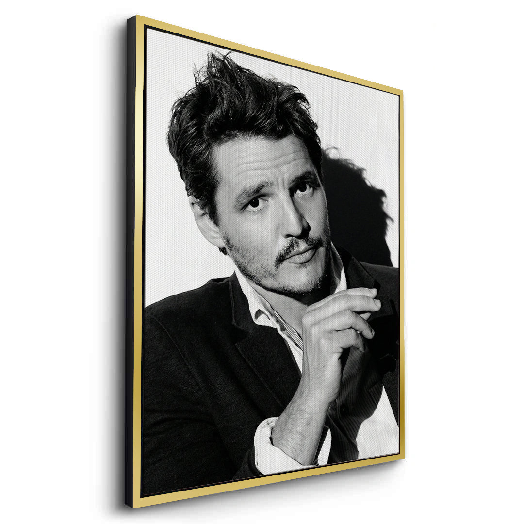 2Pedro Pascal Black and White Cinematic Portrait - Canvas