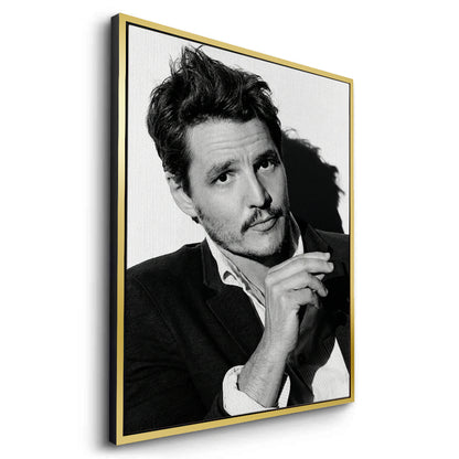 Pedro Pascal Black and White Cinematic Portrait - Canvas