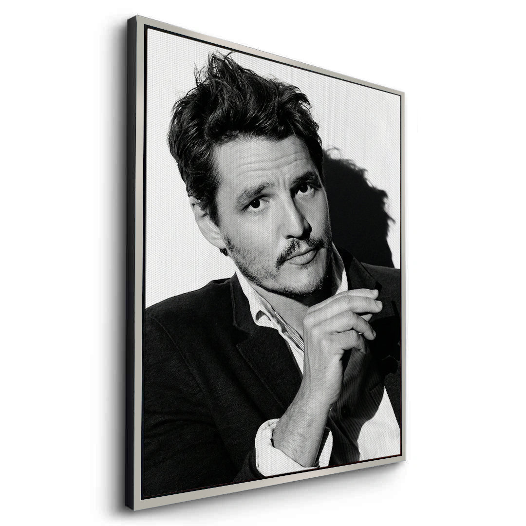 2Pedro Pascal Black and White Cinematic Portrait - Canvas