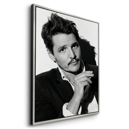 Pedro Pascal Black and White Cinematic Portrait - Canvas