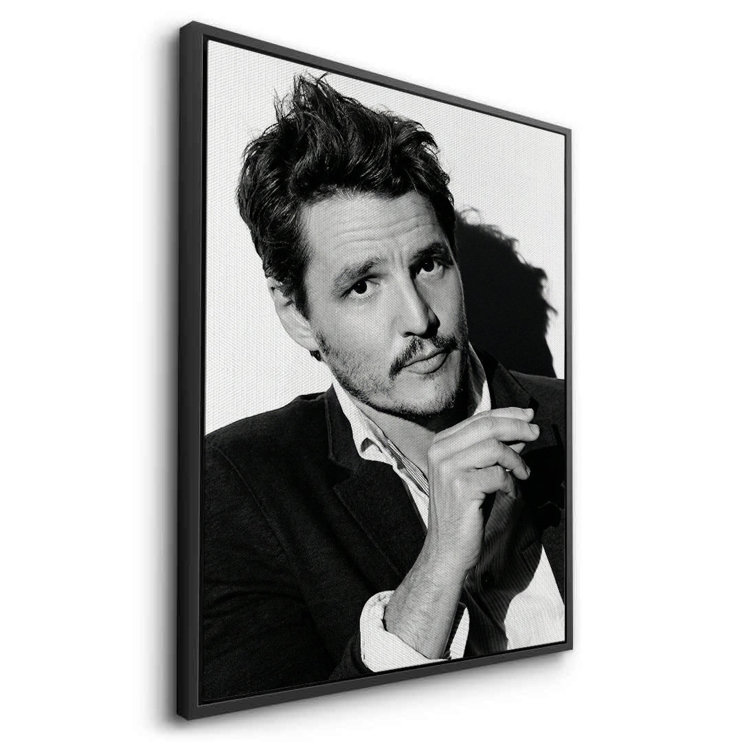 2Pedro Pascal Black and White Cinematic Portrait - Canvas