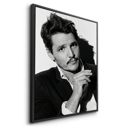 Pedro Pascal Black and White Cinematic Portrait - Canvas