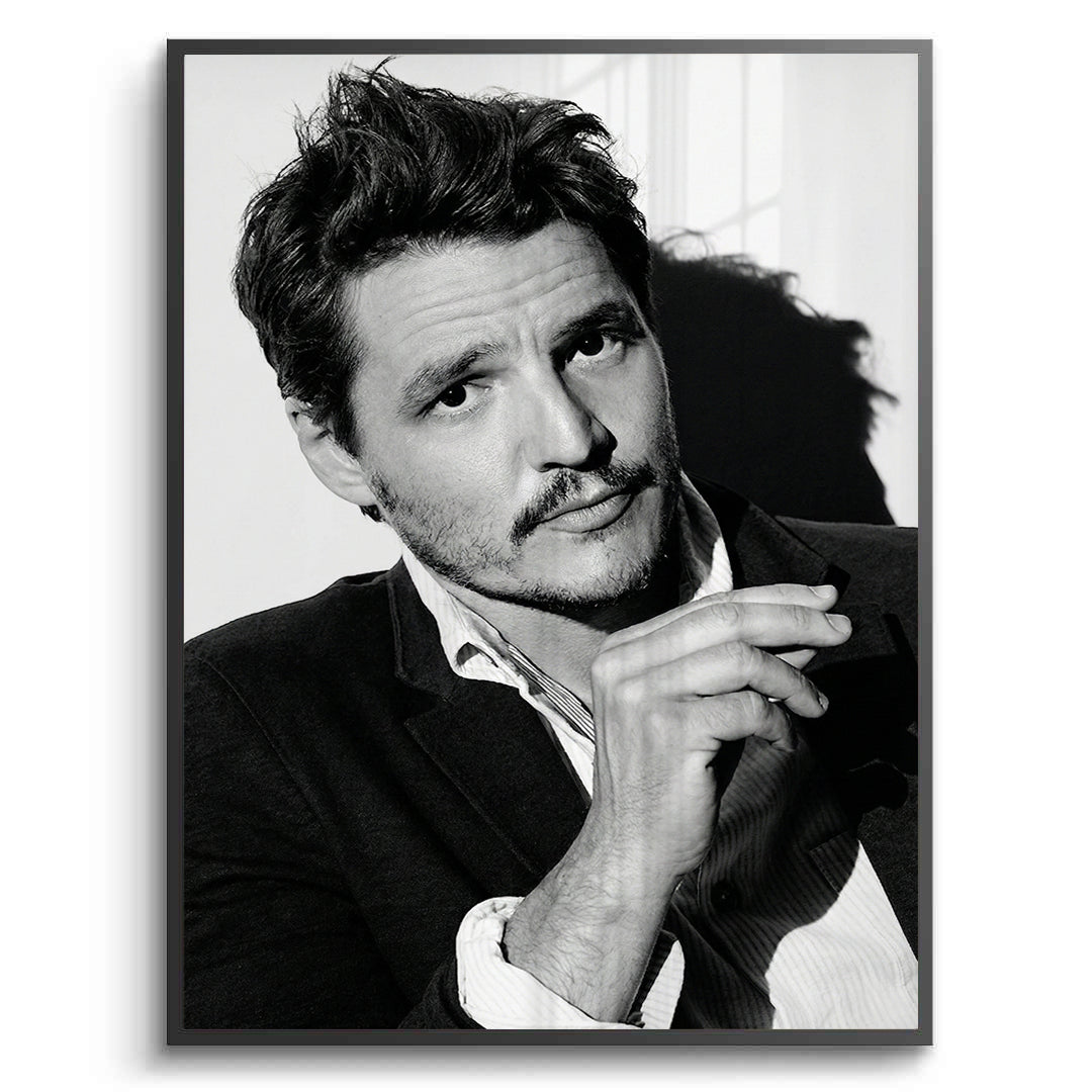 2Pedro Pascal Black and White Cinematic Portrait - Fine Art