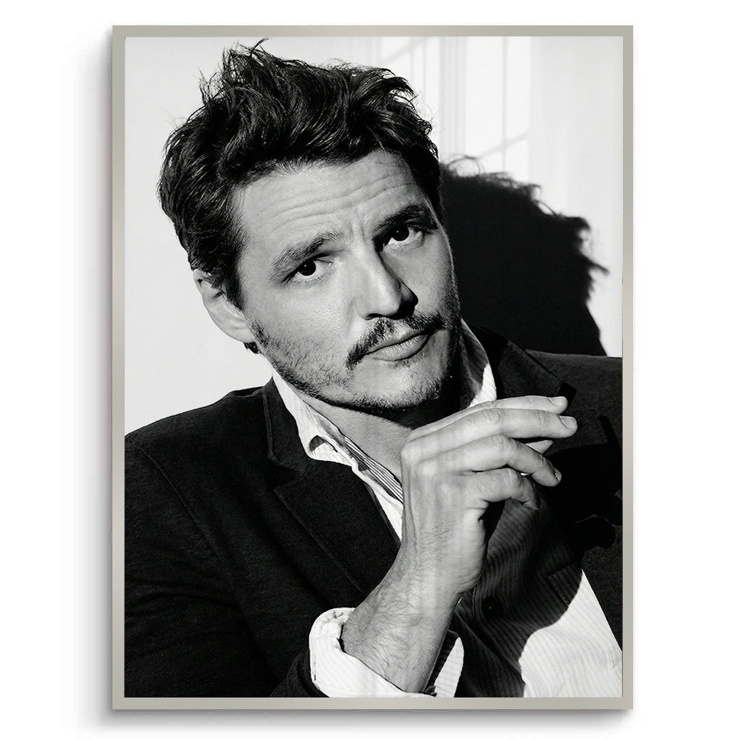 2Pedro Pascal Black and White Cinematic Portrait - Fine Art
