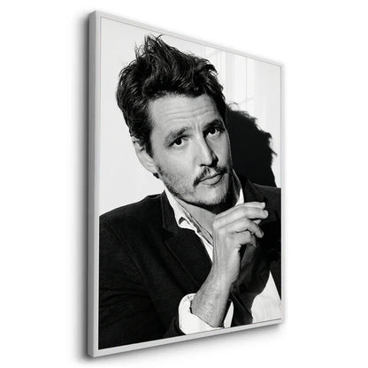 Pedro Pascal Black and White Cinematic Portrait - Fine Art