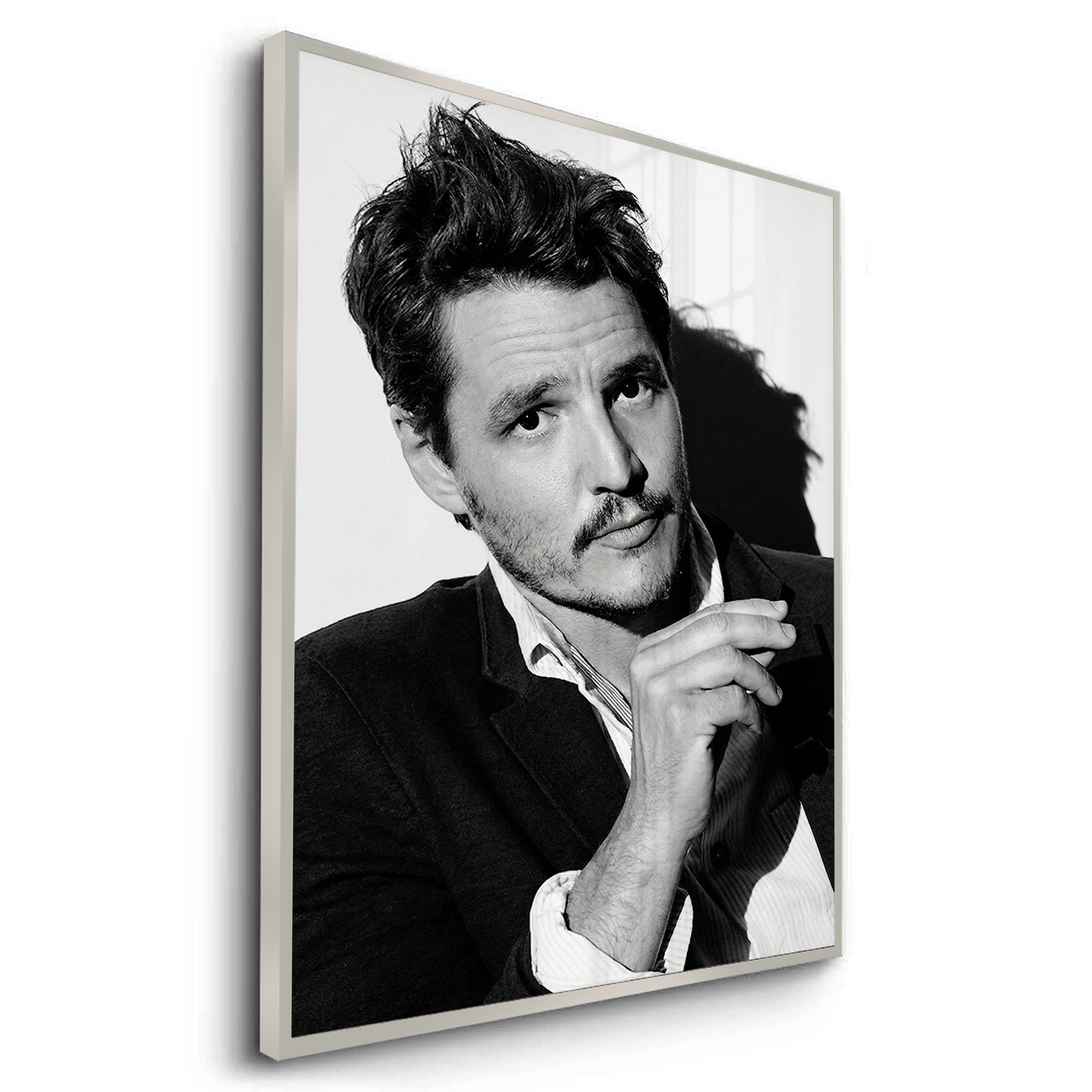 2Pedro Pascal Black and White Cinematic Portrait - Fine Art
