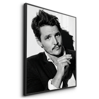 Pedro Pascal Black and White Cinematic Portrait - Fine Art