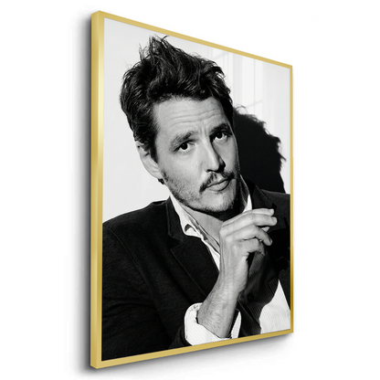 Pedro Pascal Black and White Cinematic Portrait - Fine Art