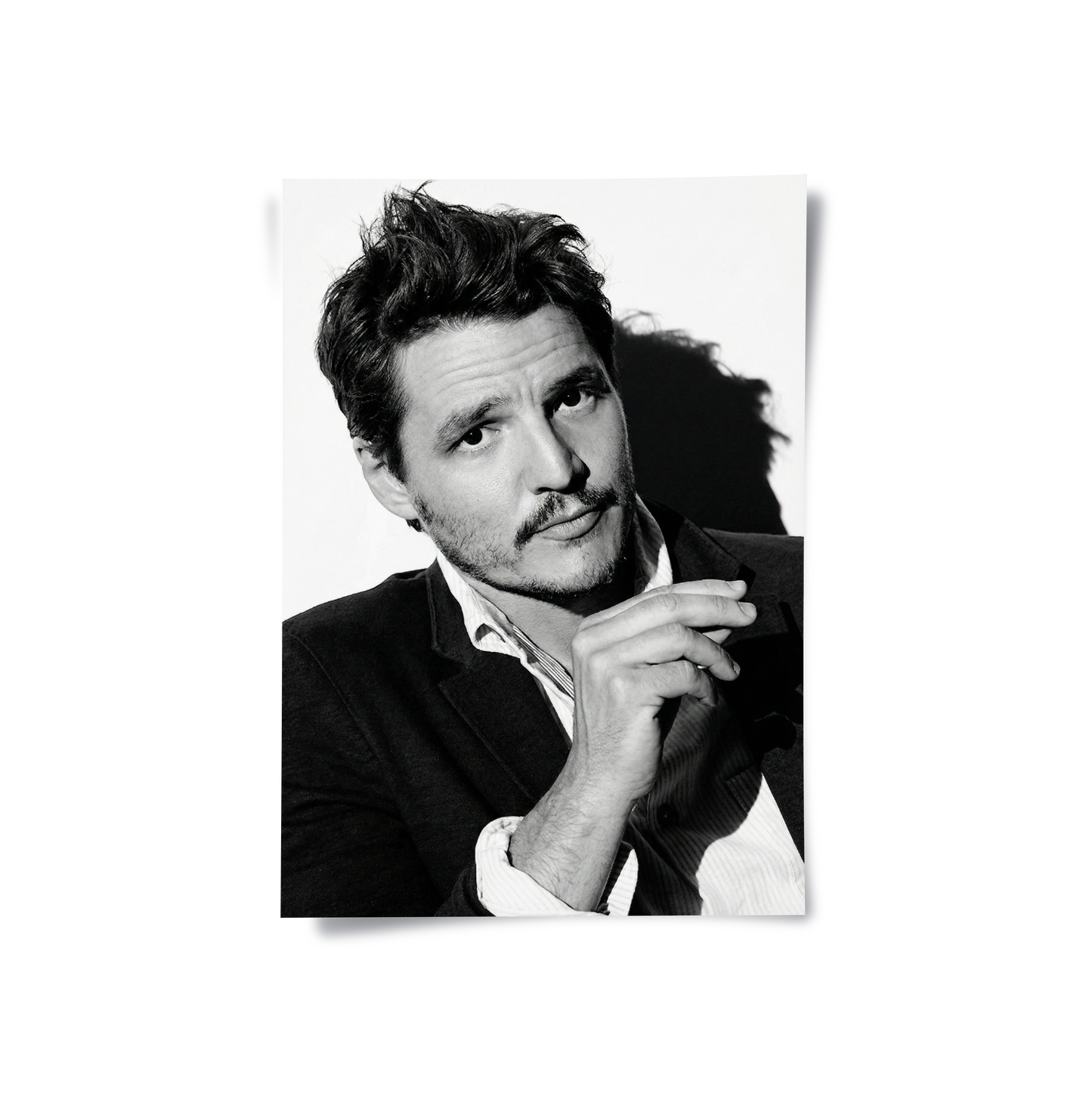 2Pedro Pascal Black and White Cinematic Portrait - Poster