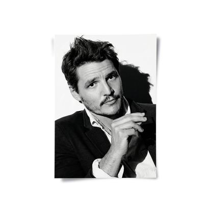 Pedro Pascal Black and White Cinematic Portrait - Poster