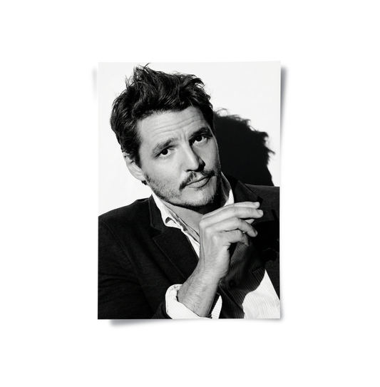 Pedro Pascal Black and White Cinematic Portrait - Poster