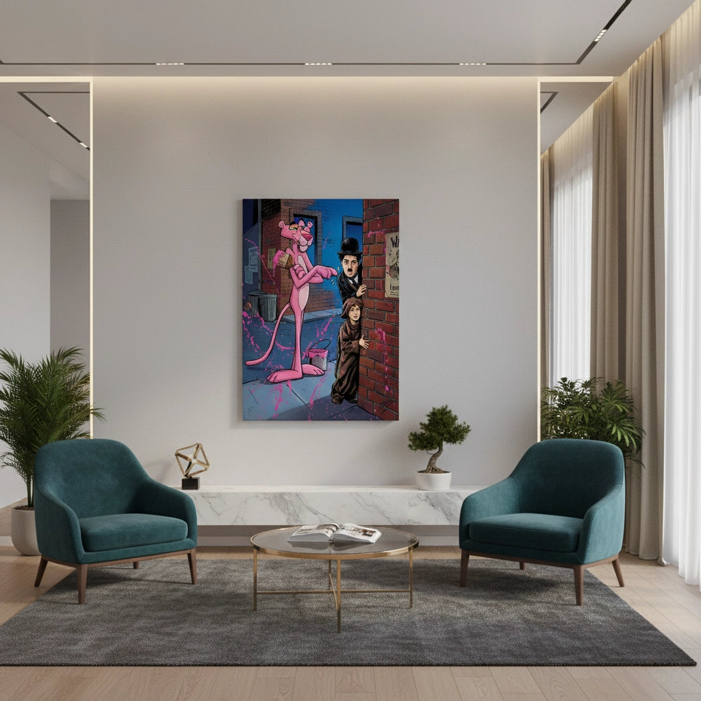 2Pink Panther & Charlie Chaplin - Canvas