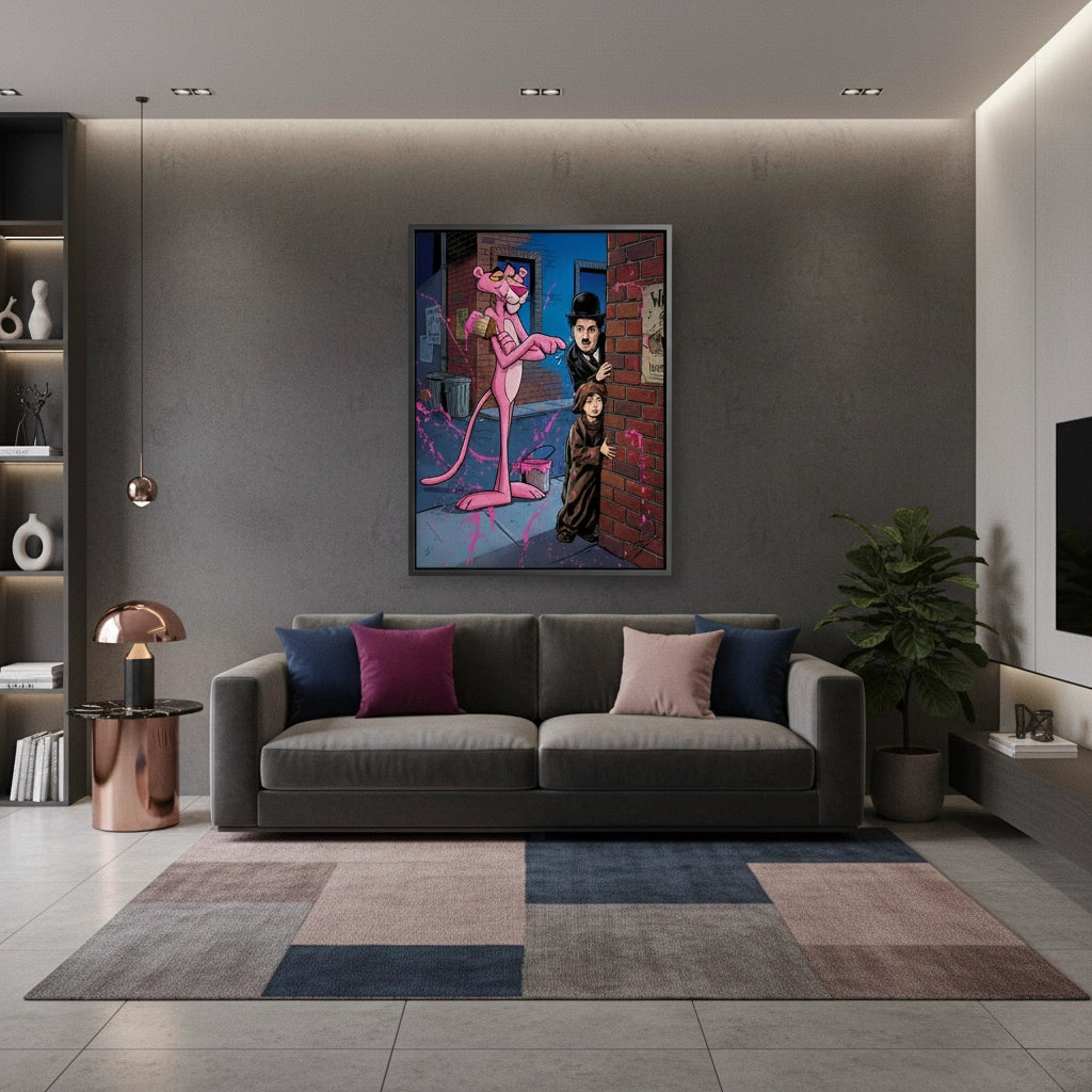 2Pink Panther & Charlie Chaplin - Canvas