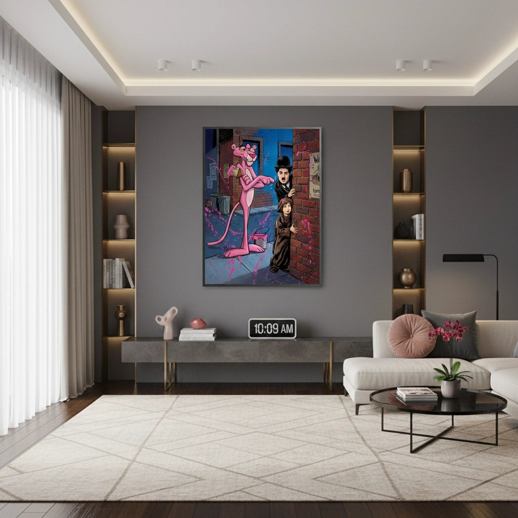 2Pink Panther & Charlie Chaplin - Fine Art