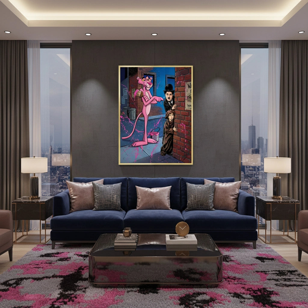 2Pink Panther & Charlie Chaplin - Fine Art