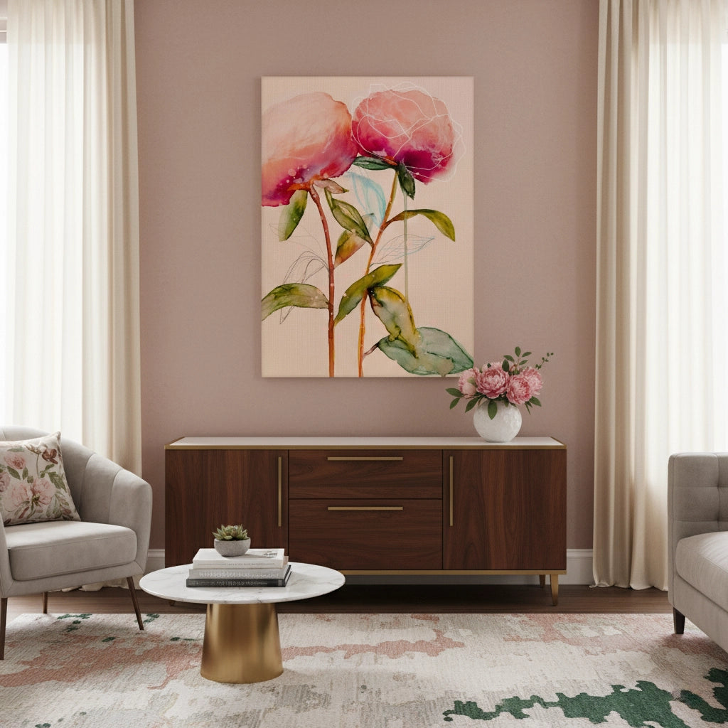 Pink Peony - Canvas - Jasmineart.ae