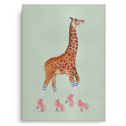 Pink Roller Skate Giraffe - Canvas