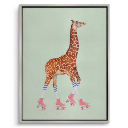 Pink Roller Skate Giraffe - Canvas