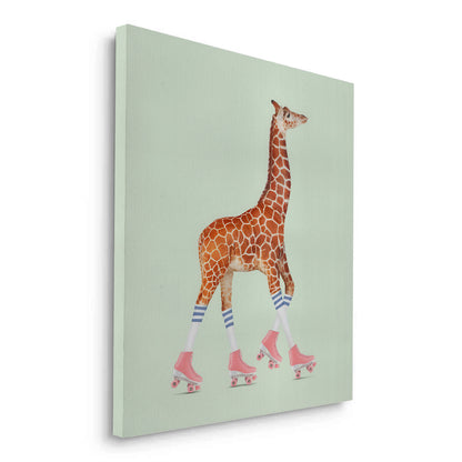Pink Roller Skate Giraffe - Canvas