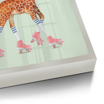 Pink Roller Skate Giraffe - Fine Art